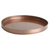 angle view of copper round tray