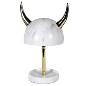 bull horn white marble lamp with gold horns
