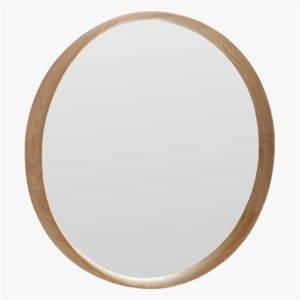 round recycled teak wood mirror