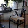Black Elm Wishbone Chair at table