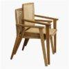 TEAK AND CANE DINING CHAIR ON WHITE BACKGROUND