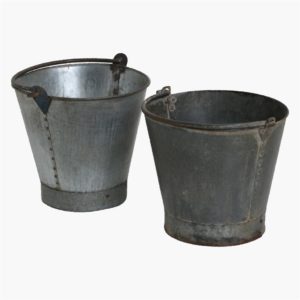 iron bucket with handle on white background