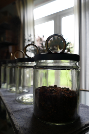 Vintage Glass Jar with granola