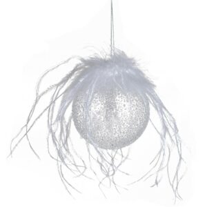 Frosted Bauble with feather top