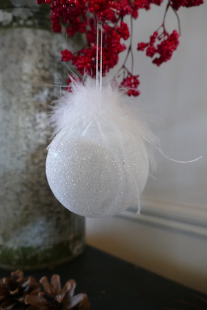 Glitter Bauble with Feather Top