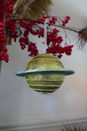 Gold Beaded Planet Bauble