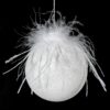 WHITE FEATHER TOP CHRISTMAS TREE BAUBLE