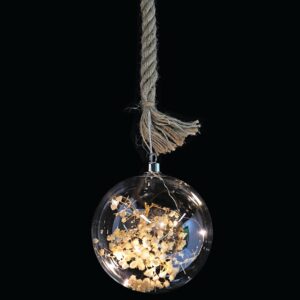 dried flower bauble with rope on black background