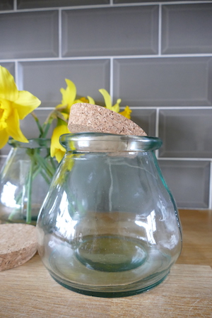 RECYCLED GLASS JAR WITH CORK LID