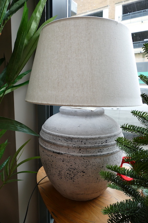 distressed stone table lamp